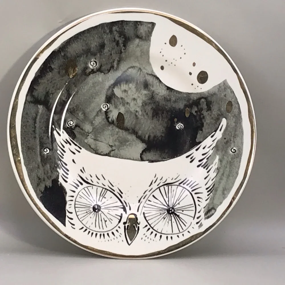 Anthropologie Solstice Sonnet‎ Moonlit Forest Dessert Plate 8